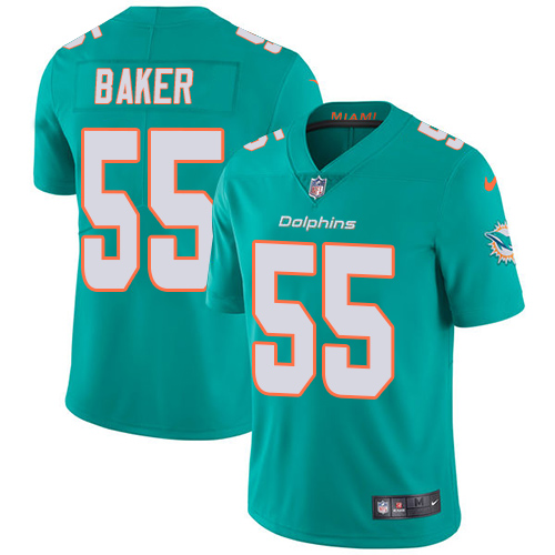 Nike Miami Dolphins #55 Jerome Baker Aqua Green Team Color Men Stitched NFL Vapor Untouchable Limited Jersey->miami dolphins->NFL Jersey